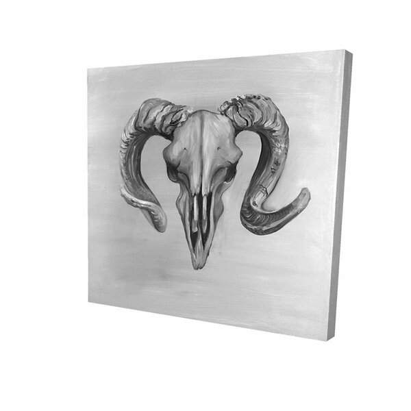 Begin Home Decor 16 x 16 in. Greyscale Aries Skull-Print on Canvas 2080-1616-AN340